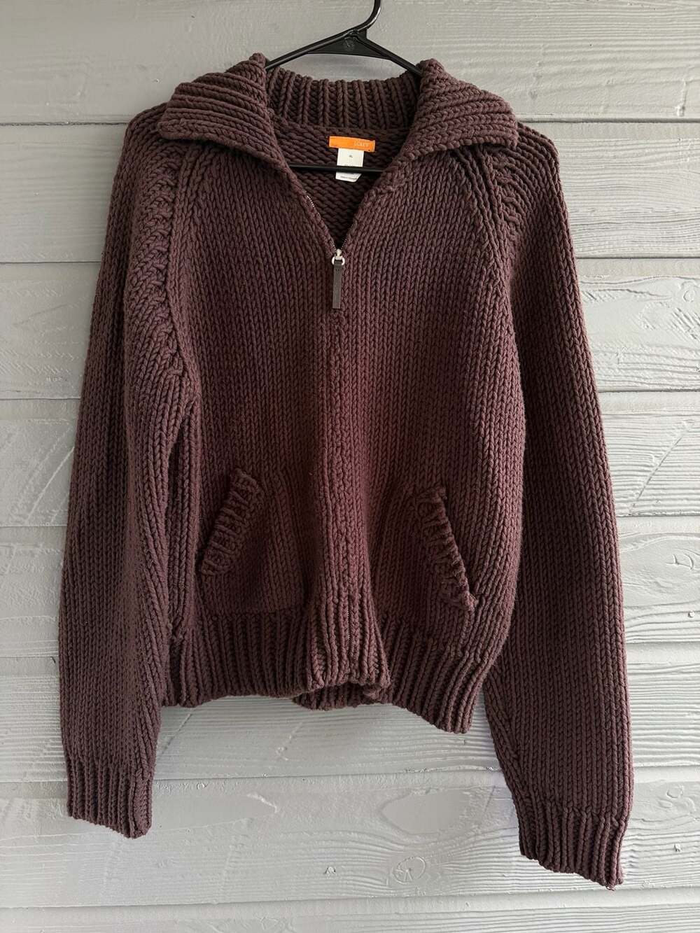 J.Crew Women’s Heavyweight Chunky Knit Quarter-Zip Mock Neck Sweater